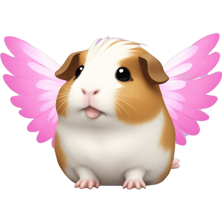 Kawaii Guinea pig with pink angel wings emoji