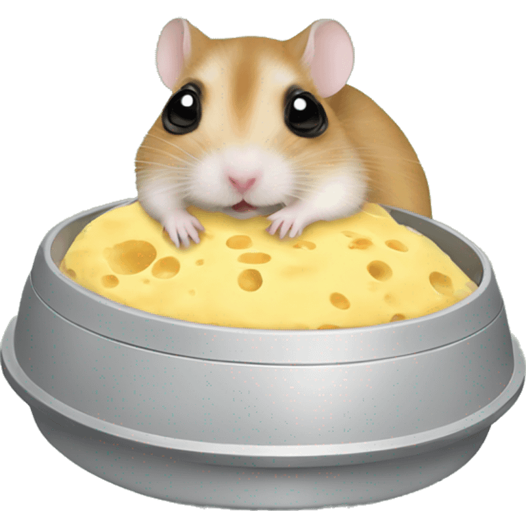 alien hamster in a ufo abducting cheese emoji