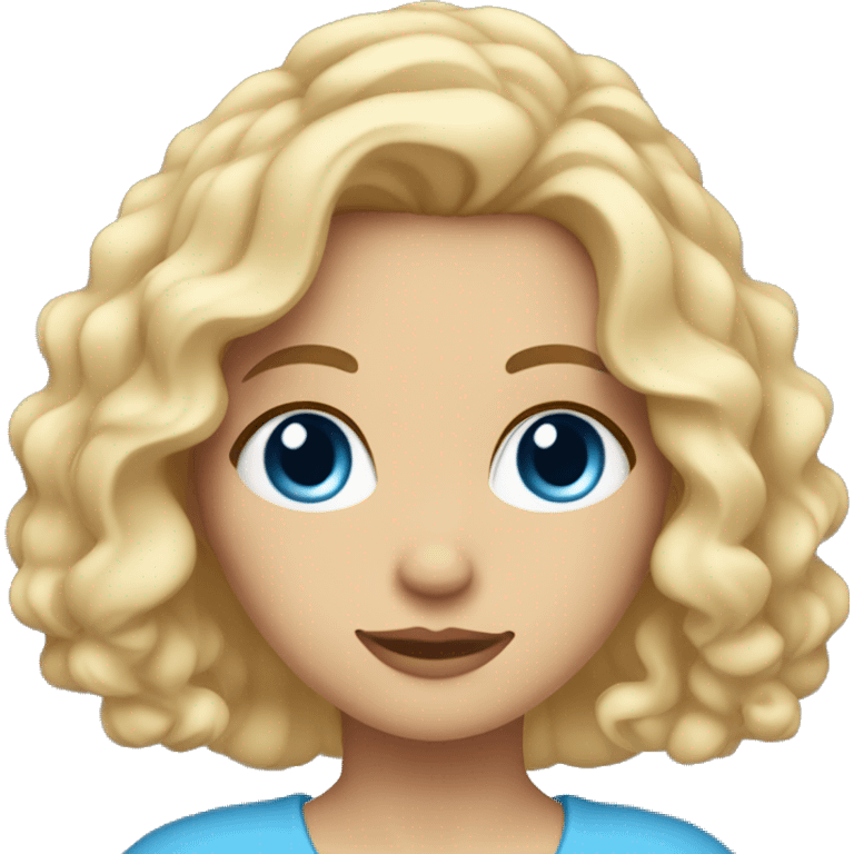 blonde girl with shoulder length wavy hair and blue eyes hand on forehead emoji