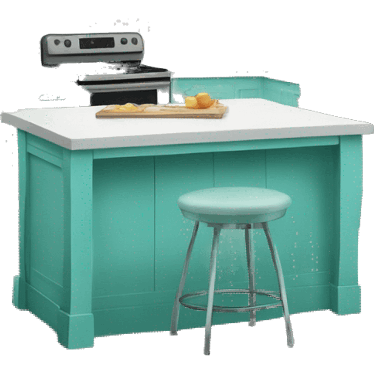 Realistic front facing tiffany blue kitchen counter and cabinet. emoji