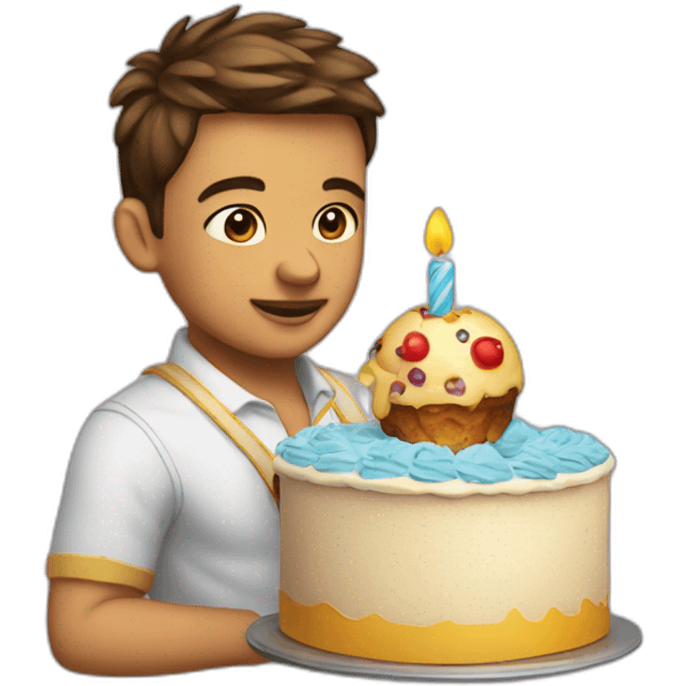 Bebé + torta cumpleaños + avión  emoji