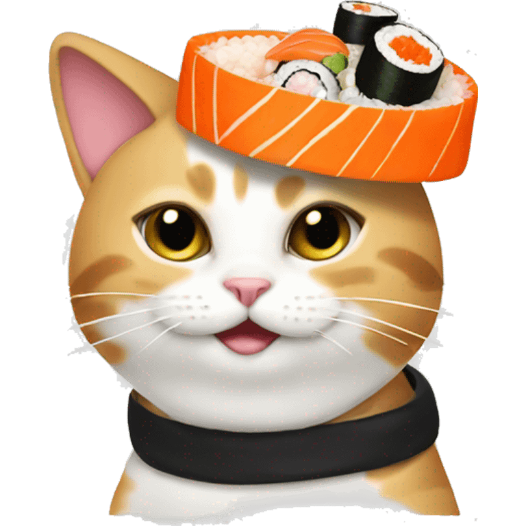 cat wearing sushi as a hat emoji