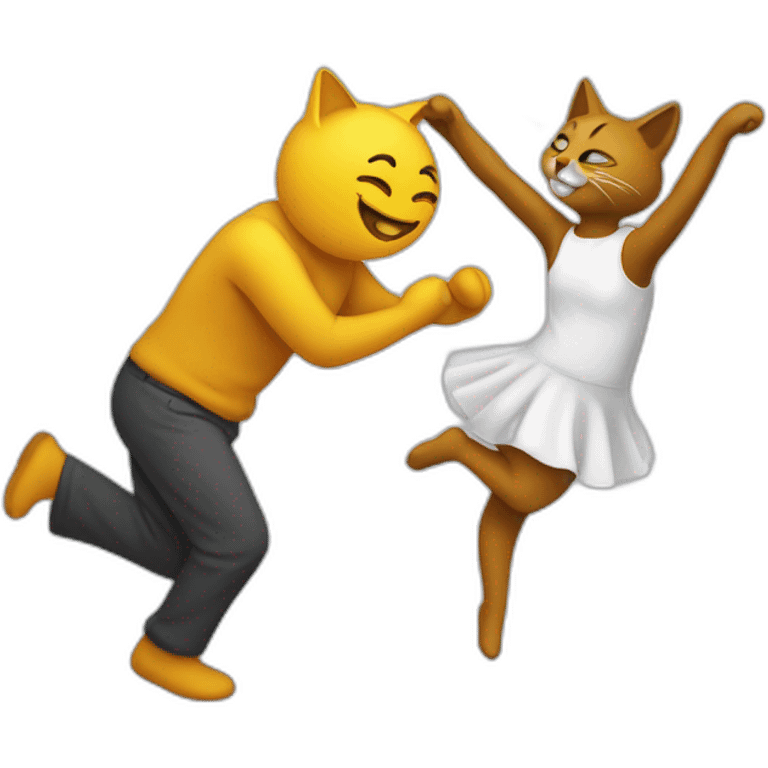 Un chat qui danse avec un humain emoji