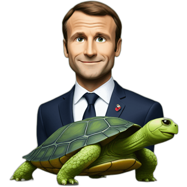 Macron on turtle emoji