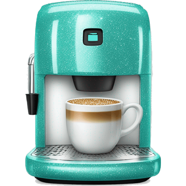 Realistic tiffany blue glitter keurig coffee machine.  emoji