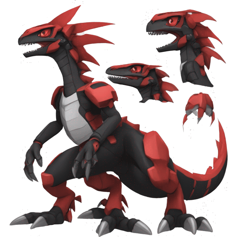  Cool Edgy Black Red Digimon-Fakemon-Guilmon-Velociraptor-Dragon-Mecha full body emoji