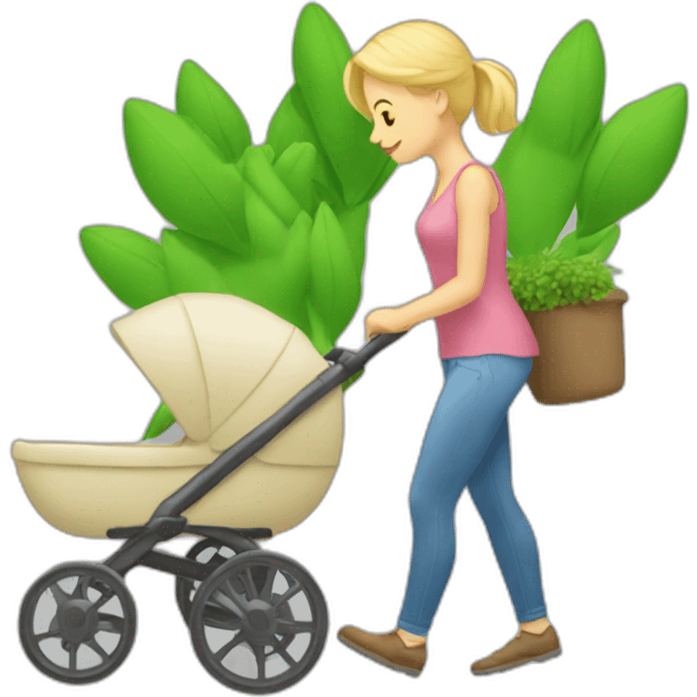 blond-woman-pushing-stroller-with-plant-in-it emoji