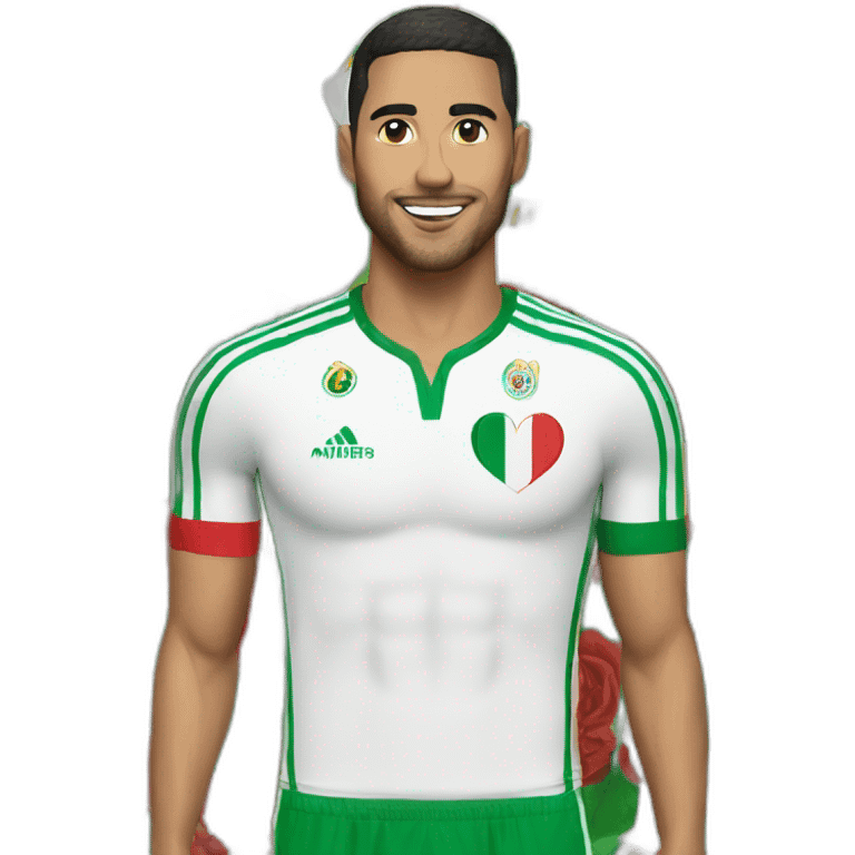 homme avec un maillot de algerie rosei emoji