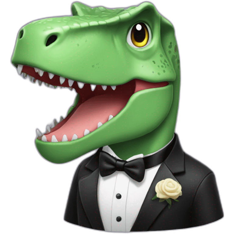 a T-Rex with a tuxedo emoji