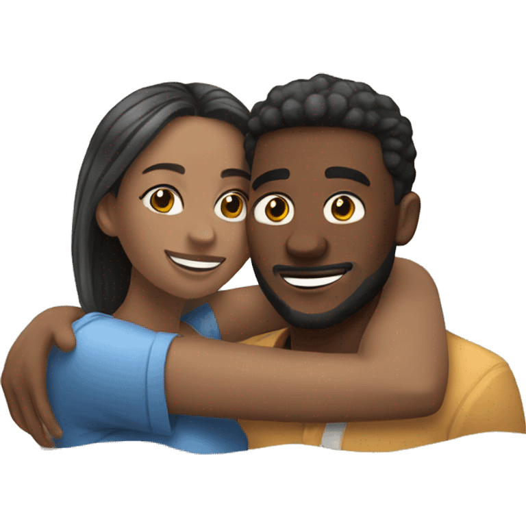 boyfriend and girlfriend hugging on a beach  emoji