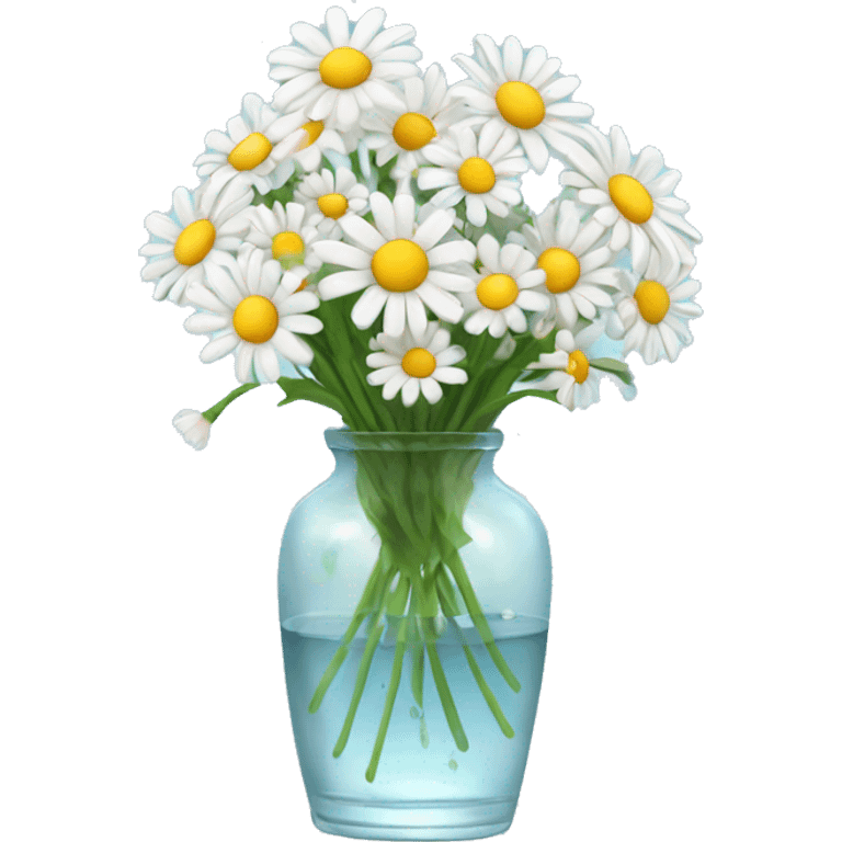 bouquet of daisies in a glass vase with water emoji