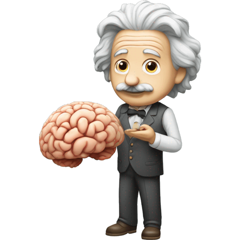 albert einstein holding brain in his hands emoji