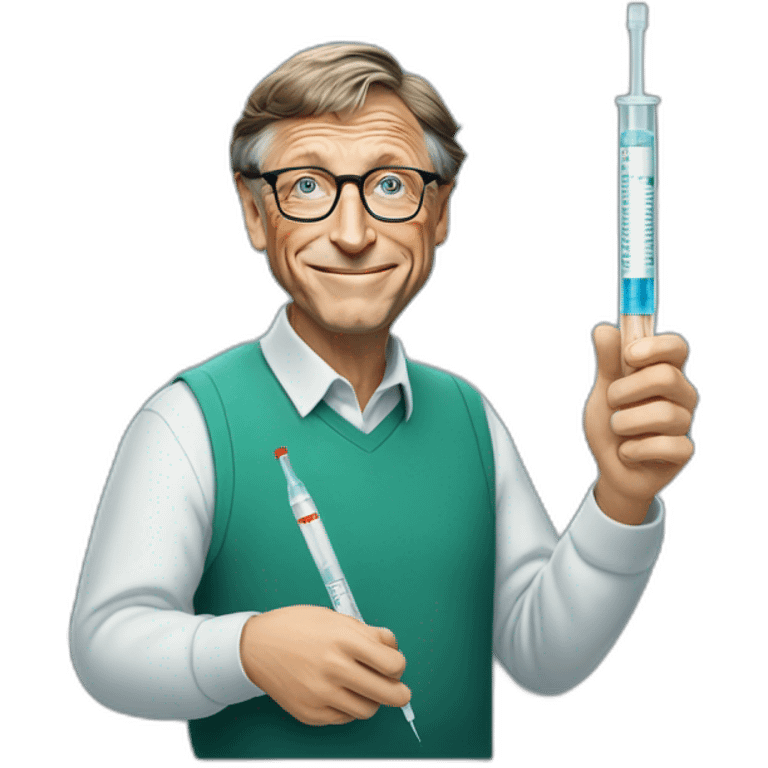 Bill Gates holding a syringe emoji