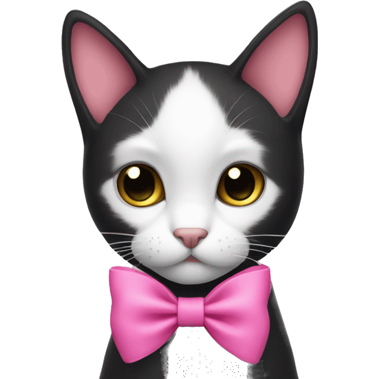 Black cat with a pink bow emoji