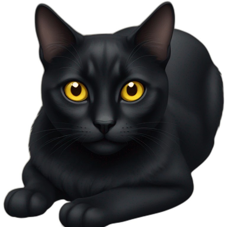 a completely black cat with yellow eyes emoji