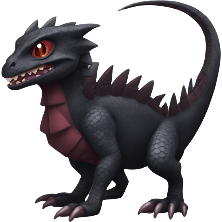 cool edgy black and maroon Dark-type nargacuga reptile Pokémon full body emoji