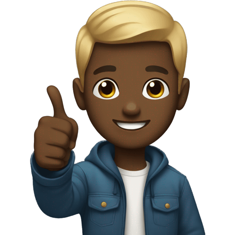 young man with short hair, dark skin doing thumbs up sign emoji