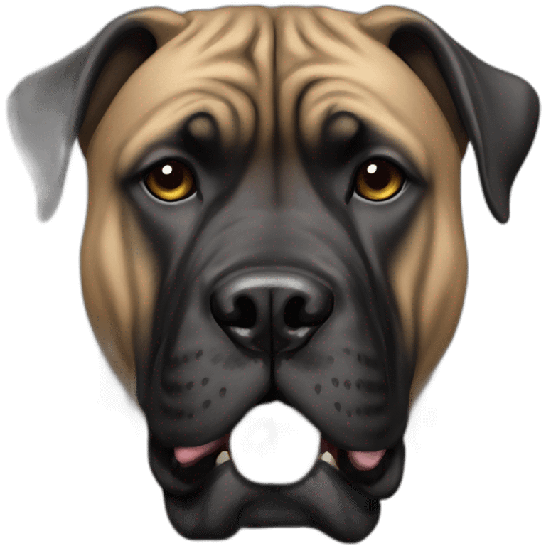 Full black presa canario dog cropped ears emoji