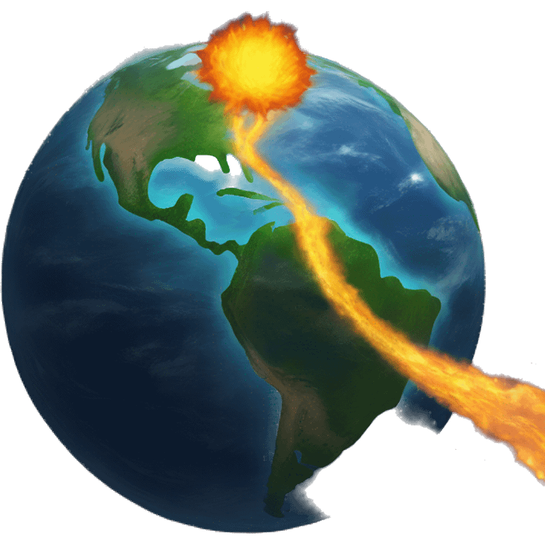 Earth as a comet flaming streak emoji