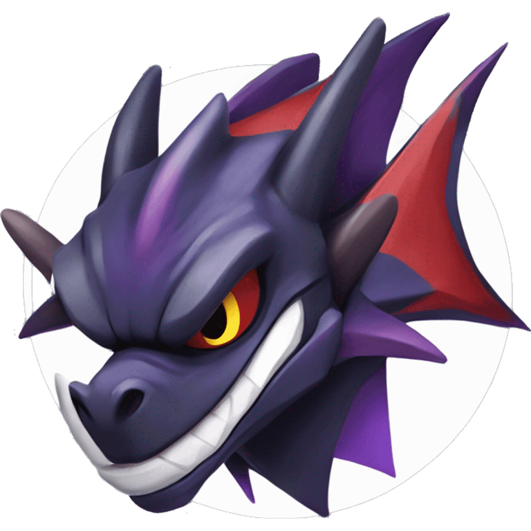 Black Cool Edgy Nargacuga-Garchomp-Noivern Fakémon  with White and Red and purple and black Edgy markings emoji