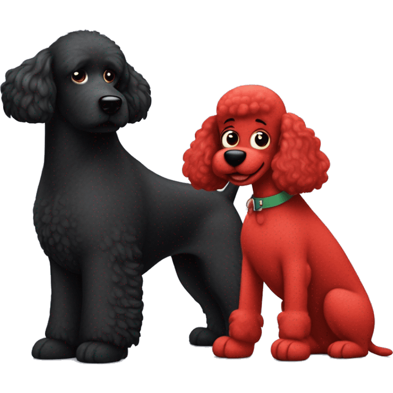 Black dog poodle with Clifford the big red dog emoji