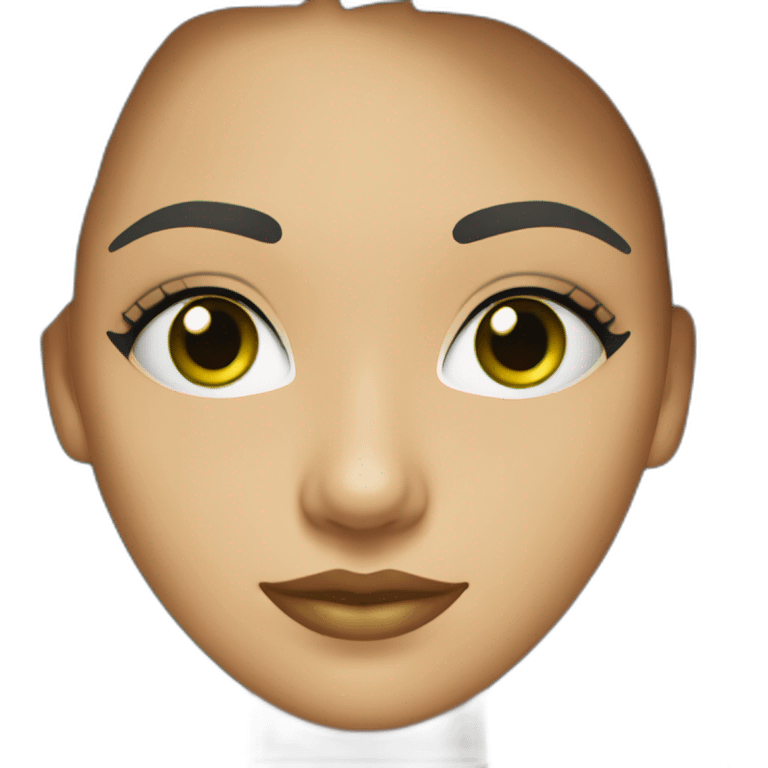 mujer de 22 años, ojos verdes, cabello negro, piel blanca, labios  gruesos nariz pequeña emoji