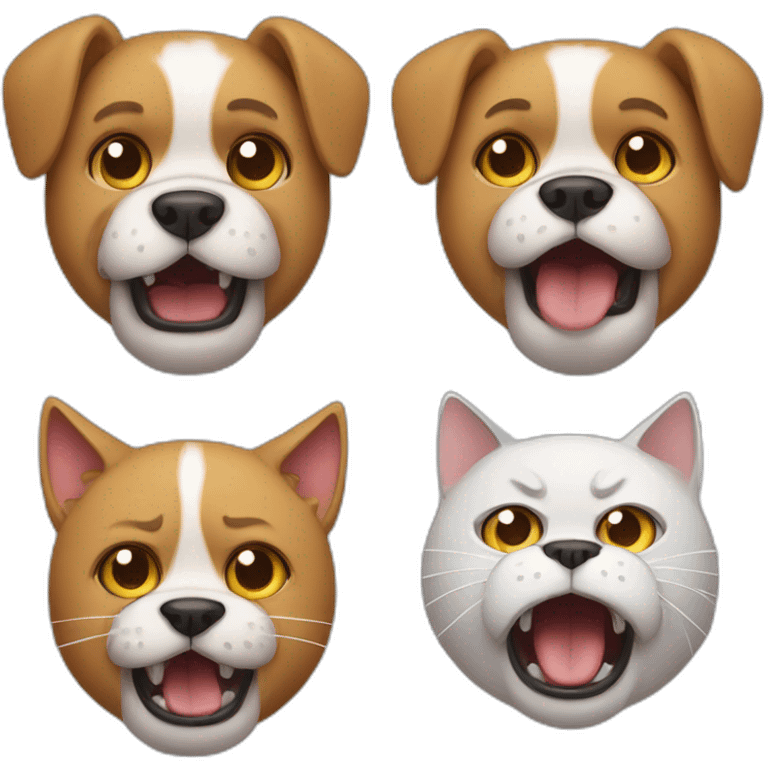 Crying dog and angry cat emoji