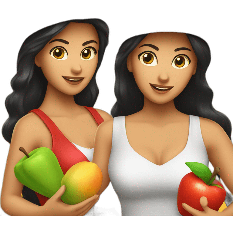 mexican farmers charlies angels 4 of them with fruits in hands emoji