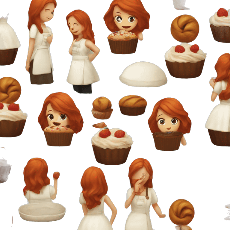 A redhead girl with long hair doing patisserie  emoji