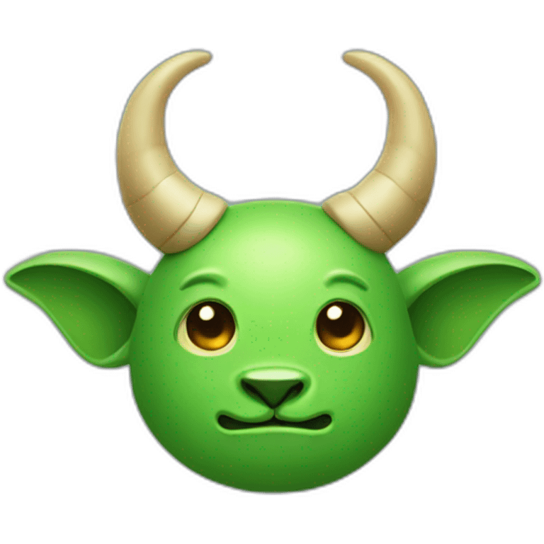 Cute green kobolde head with 2 large horns emoji