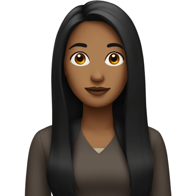 brown woman with long black hair emoji