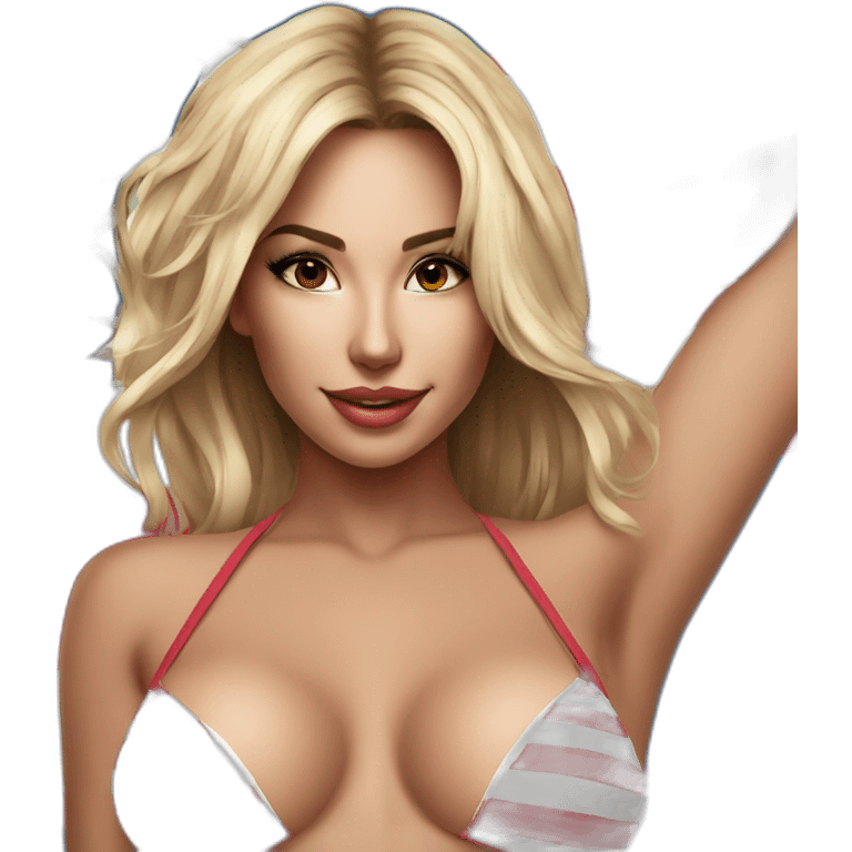 Sexy pose - woman wearing only American flag bikini poster emoji