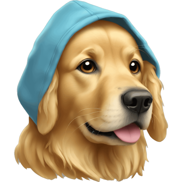 Golden retriever wearing hoodie emoji