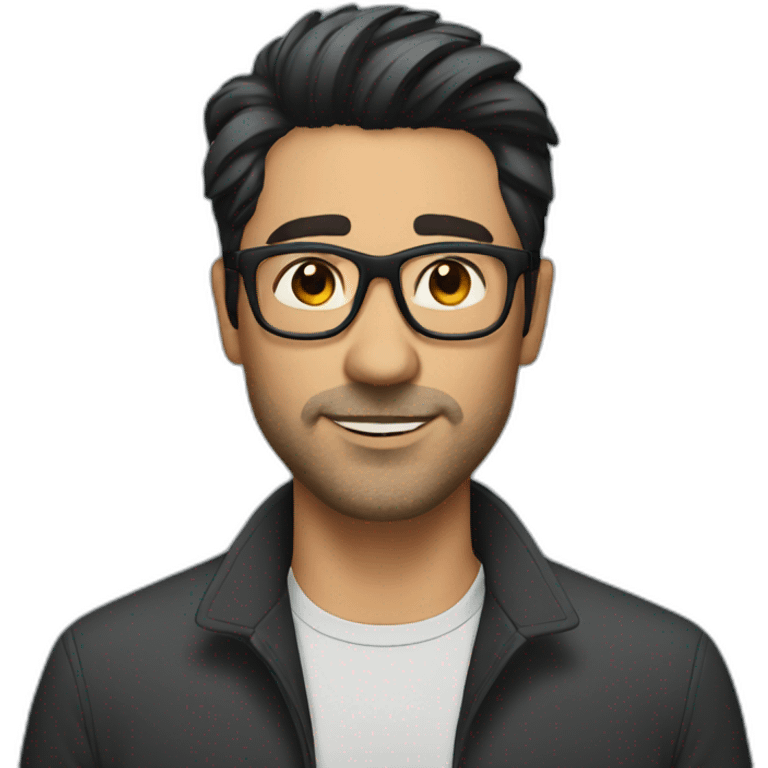 Male therapist dark flat hair glasses emoji