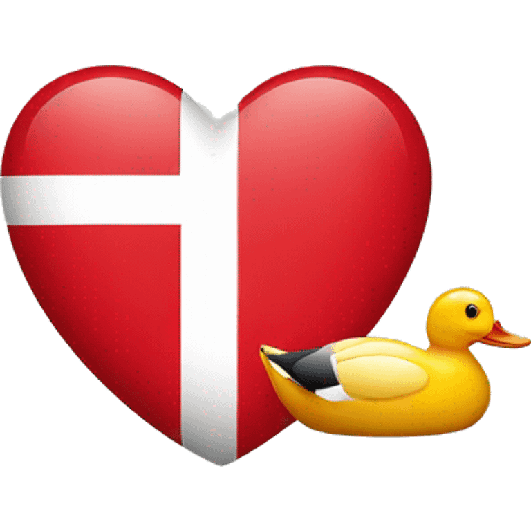 Denmark Flag with red Heart and duck emoji