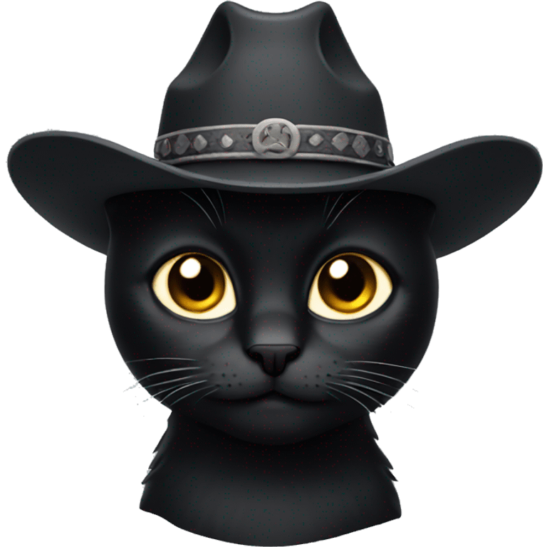 A black cat with a cowboy hat emoji