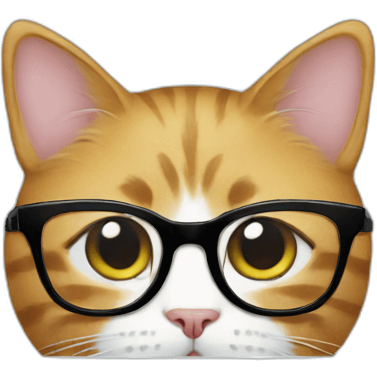 Cat with glasses works on the laptop emoji