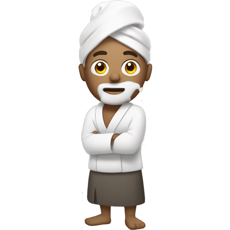 Spa man with towel and fog  emoji