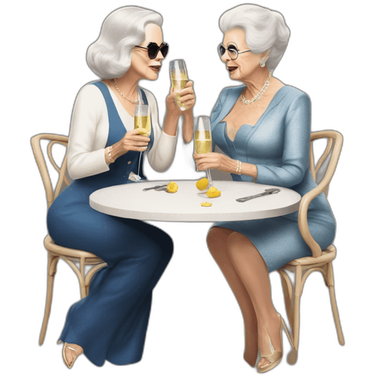 Lana del Rey & Very old grand ma drinking champagne emoji