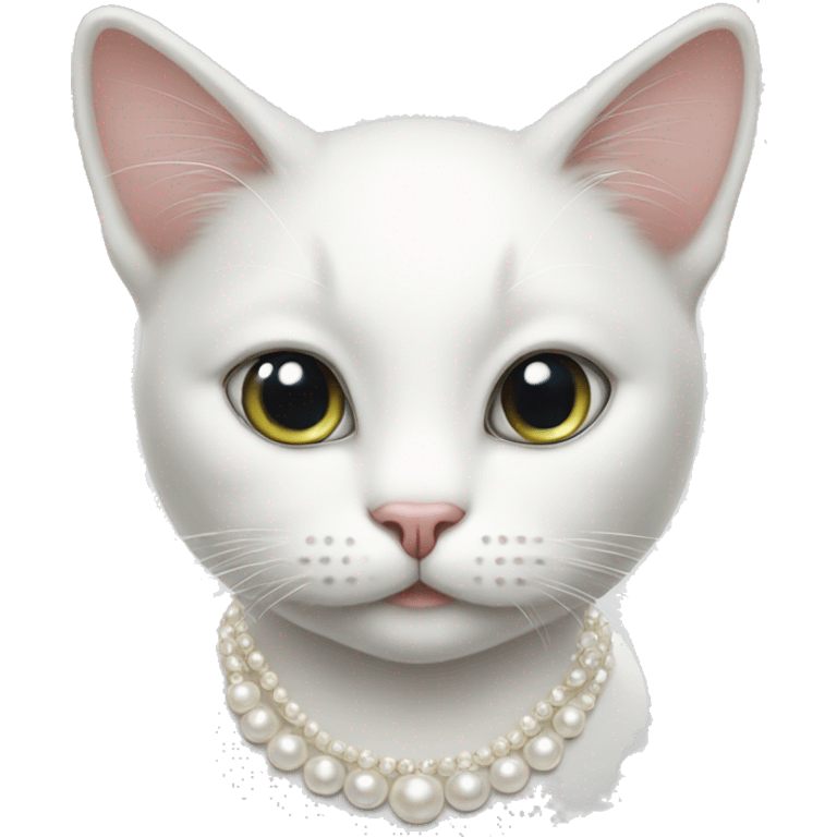 White Cat wearing pearl necklace  emoji