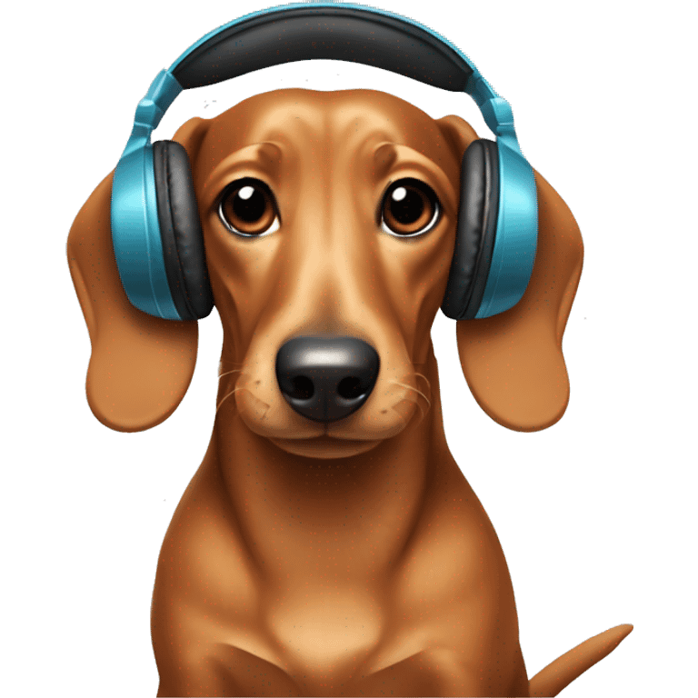 Dachshund wearing headphones emoji