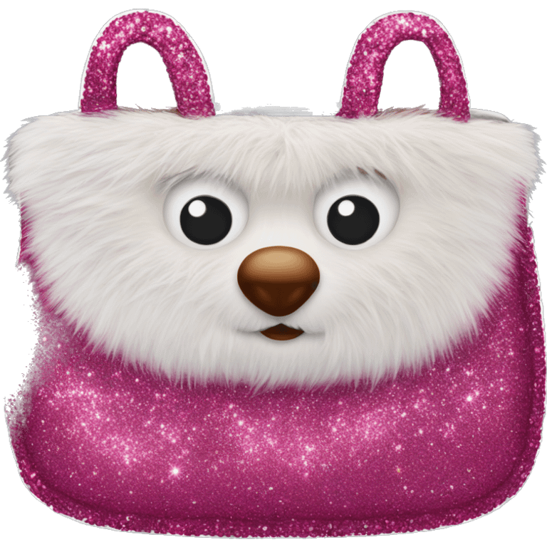 Realistic raspberry Sparkle glitter and fur purse. emoji