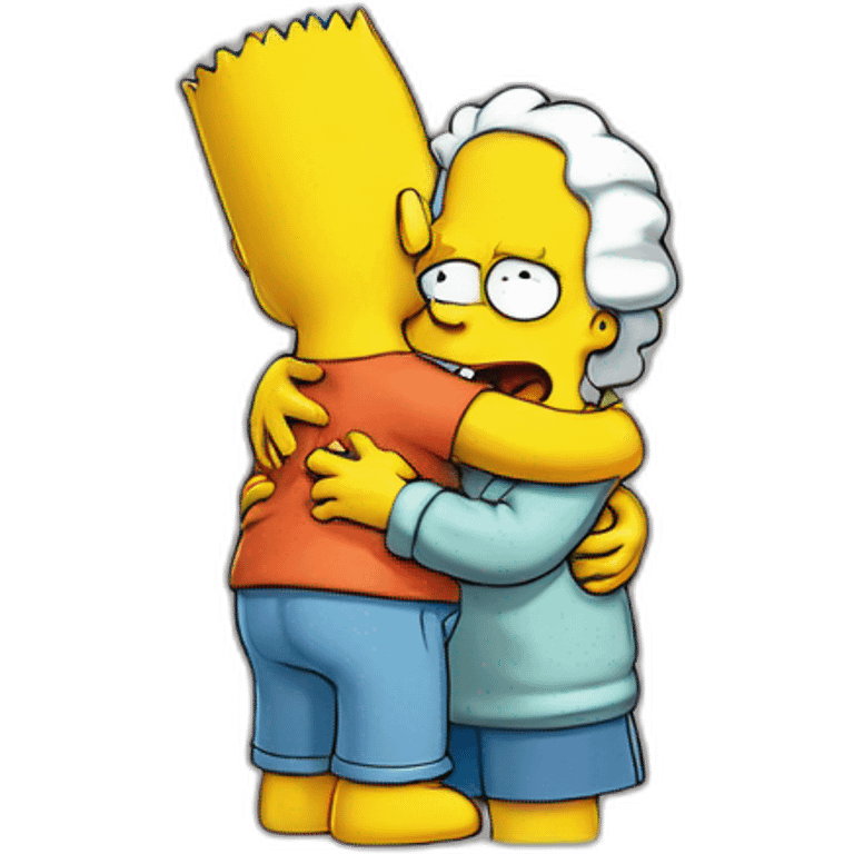 Simpsons hug and upset and cry emoji