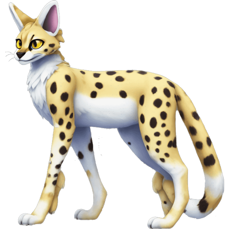 Epic Colorful Sergal-Serval-Vernid full body emoji