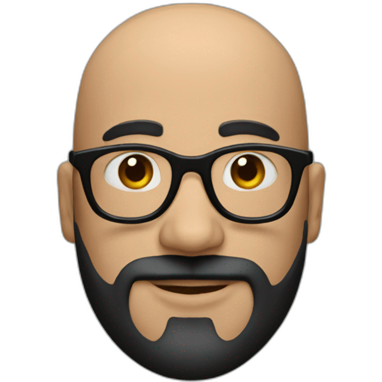 Bald man with black glasses and sparsely populated black beard emoji