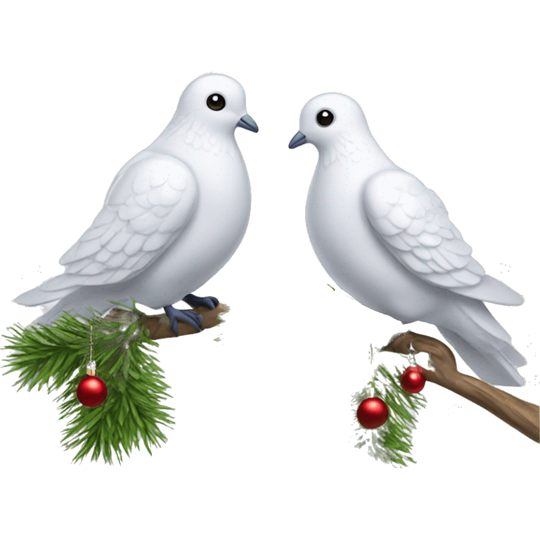 two white doves Christmas tree toy emoji