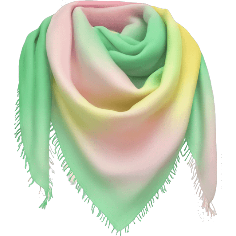 Realistic pastel green,pastel yellow,and pastel pink ombre scout scarf isolated. emoji