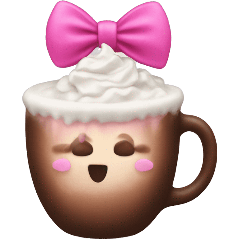 Hot coco with pink bow emoji