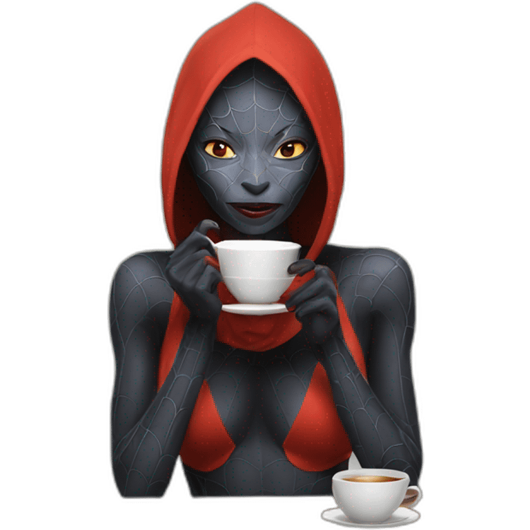 spider woman drinking tea emoji