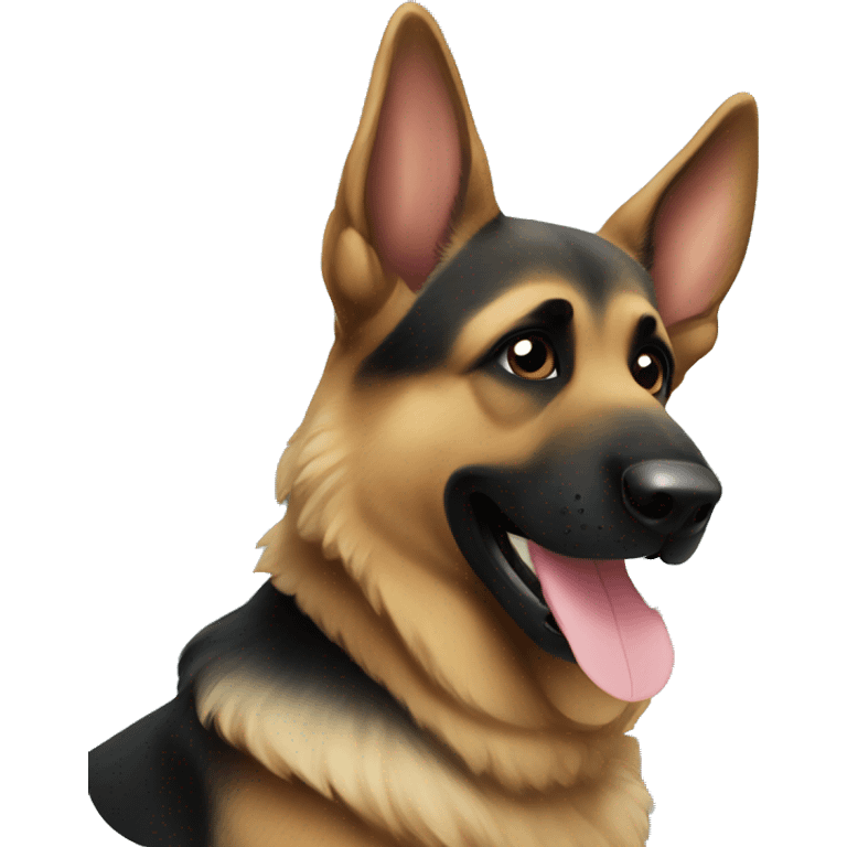 German shepherd with ✌🏿 emoji